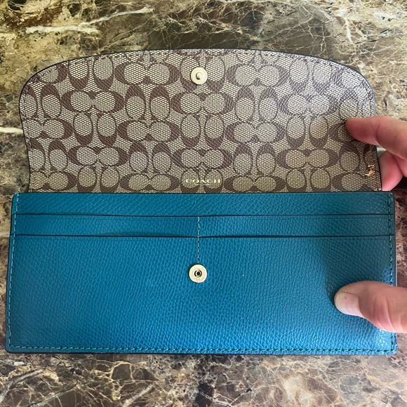 NWOT Coach Dark Teal Leather Wallet - Picture 4 of 7